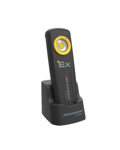 Scangrip UNI-EX ATEX Zone 0 / 1 / 2 / 20 / 21 und 22 Ex-Geschützte Hand-Akku-Arbeitsleuchte mit Ladestation (350 lumen)