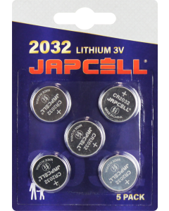 JAPCELL Lithium CR2032 Batterien - 5 Stück Packung