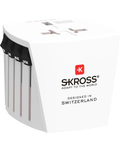 Skross Reisestecker „Hele Verden“ – kompaktes Modell (5 x 5 cm)