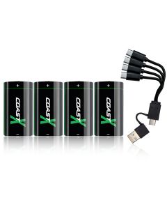 Coast CR123 3V USB-C wiederaufladbare Batterie 1100mAh (4 Stück)