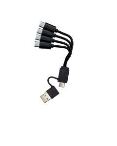 4-in-1 USB/USB-C auf 4x USB-C Daten- & Ladekabel, schwarz, 0,1 m