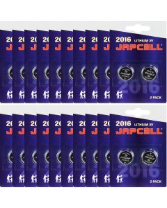 Japcell® Lithium CR2016 Batterien - 40 Stück (20 x 2 Stück)