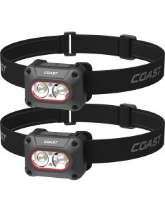 2 Stk. Coast FLX10R wiederaufladbare Stirnlampe mit rotem und grünem Licht 1000 Lumen