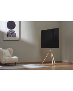 TV-Bodenständer Stativ, Holzoptik, Kabelfixierung, 40" - 65" - Weiß/Holz