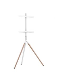 TV-Bodenständer Stativ, Holzoptik, Kabelfixierung, 40" - 65" - Weiß/Holz