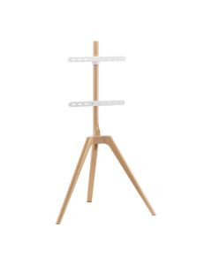 TV-Bodenständer Stativ, Holzoptik, Kabelfixierung, 45" - 65" - Weiß/Holz