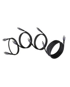 Intenso® USB-C-zu-USB-C-Lade- und Datenkabel 60 W, Textil, schwarz – Mischpackung mit 4 Stück (0,5 m/1 m/1 m/2 m)