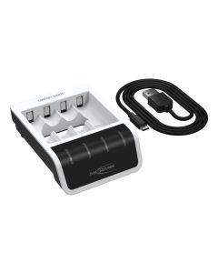 Ansmann Comfort Smart Schnell-Ladegerät mit USB Eingang für 1-4 NiMH Akkus AAA / AA