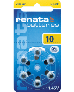 Renata ZA10 (6 Stück) Hörgerätebatterien - 0 % Quecksilber