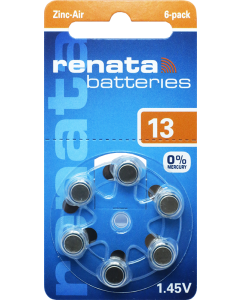 Renata ZA13 (6 Stück) Hörgerätebatterien - 0 % Quecksilber