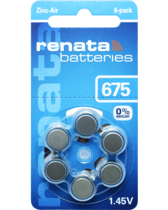 Renata ZA675 (6 Stück) Hörgerätebatterien - 0 % Quecksilber