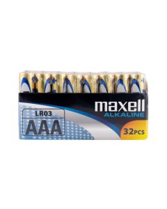 Maxell Long-Life Alkaline AAA / LR 03 Schrumpf-Batterien - 32 Stück.