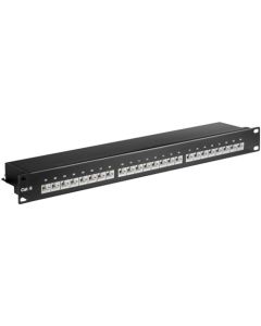 CAT 6 19 tommer Patch Panel, 24 Port, sort, Papirboks med label