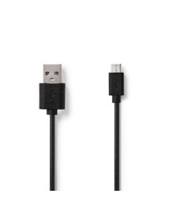 NEDIS, USB-kabel   USB-A han   USB Micro-B han   Nikkelplateret   5.00 m   Runde   PVC   Sort   Plastikpose