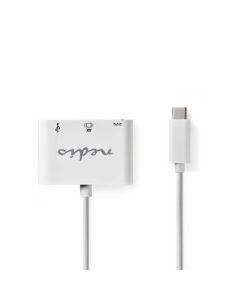 NEDIS, USB-adapter   USB 3.2 Gen 1   USB Type-C Han   HDMI  -udgang / USB Type-C Hun / USB-A Hun   5 Gbps   0.20 m   Runde   Nikkelplateret   PVC   Hvid   Plastikpose