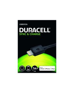 Duracell USB-Lightning-Lade- und Datenkabel, Schwarz, 1m