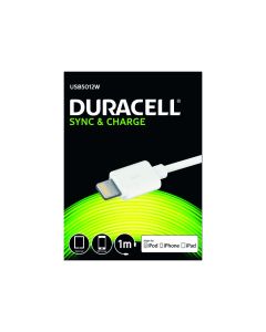 Duracell USB Lightning Lade- und Datenkabel, Weiß 1m