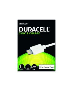 Duracell USB Lightning Lade- und Datenkabel, Weiß 2m