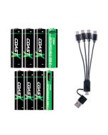 Coast 4xAA + 4xAAA 1,5V USB-C wiederaufladbare Batterien – Zertifiziert CarbonNeutral® (CO2-neutral)